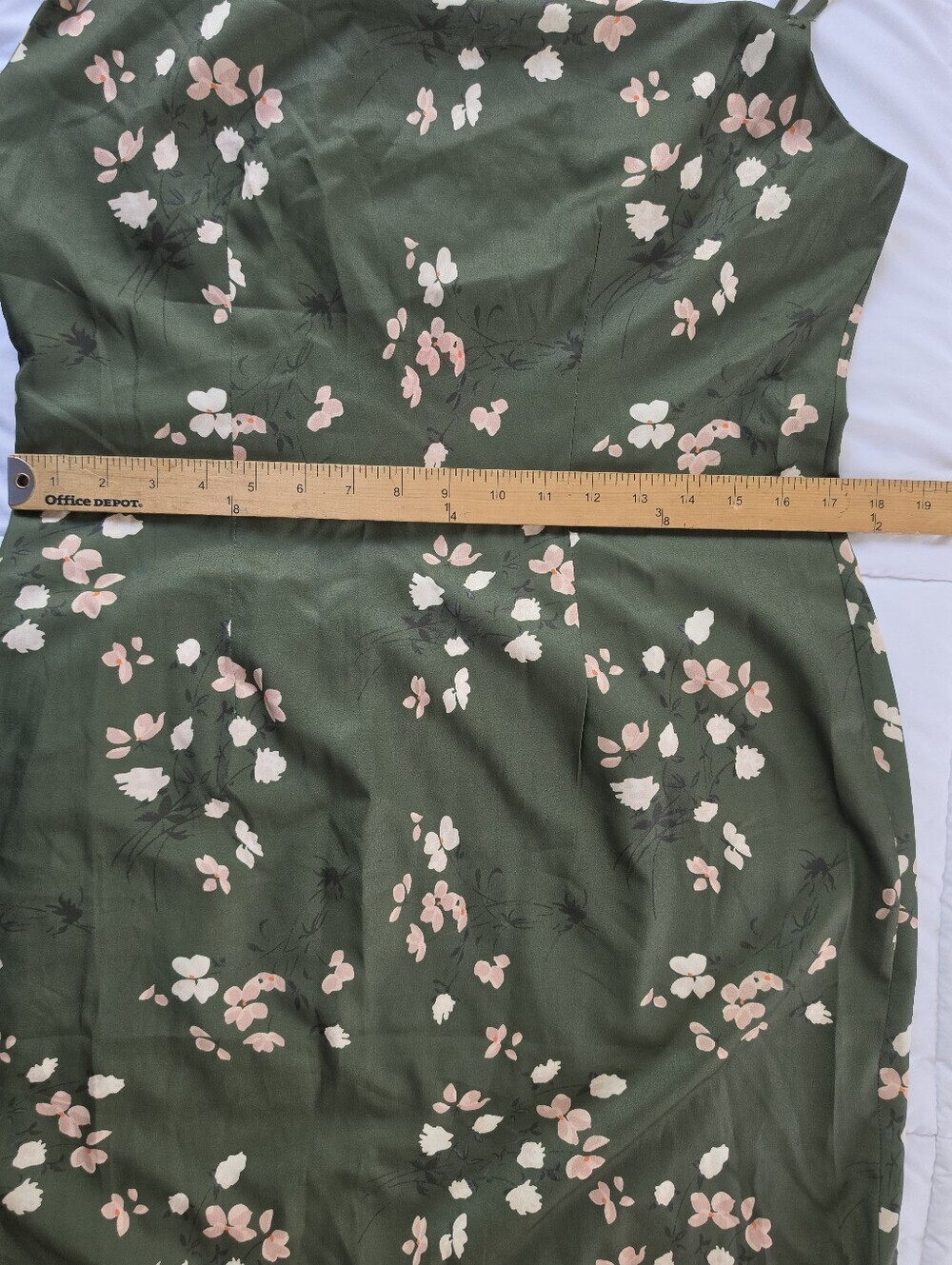 Cider Green Floral Slip Midi Dress with spaghetti straps. - Picture 5 of 6